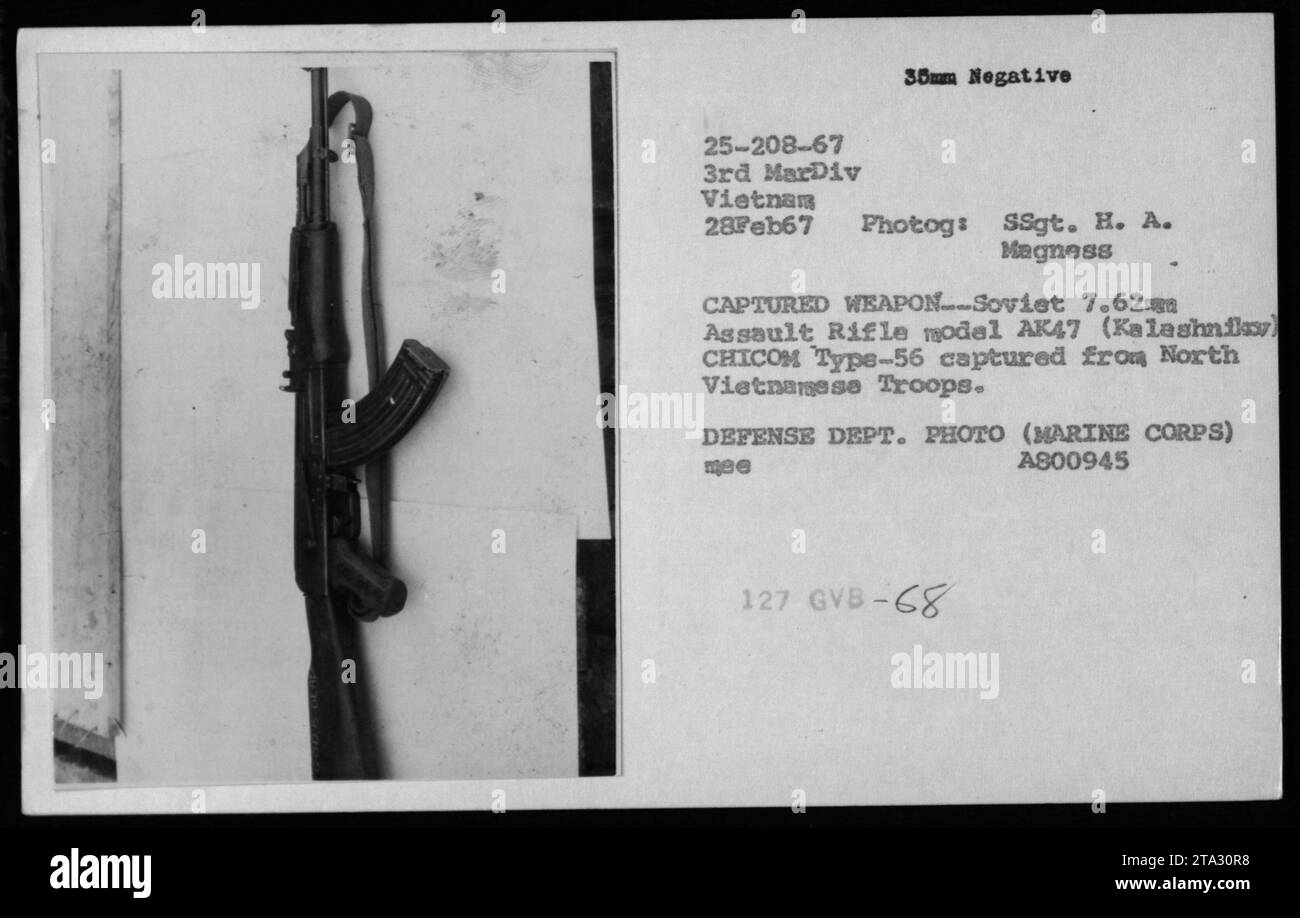 U.S. Marines display captured weapons in Vietnam on February 28, 1967 ...