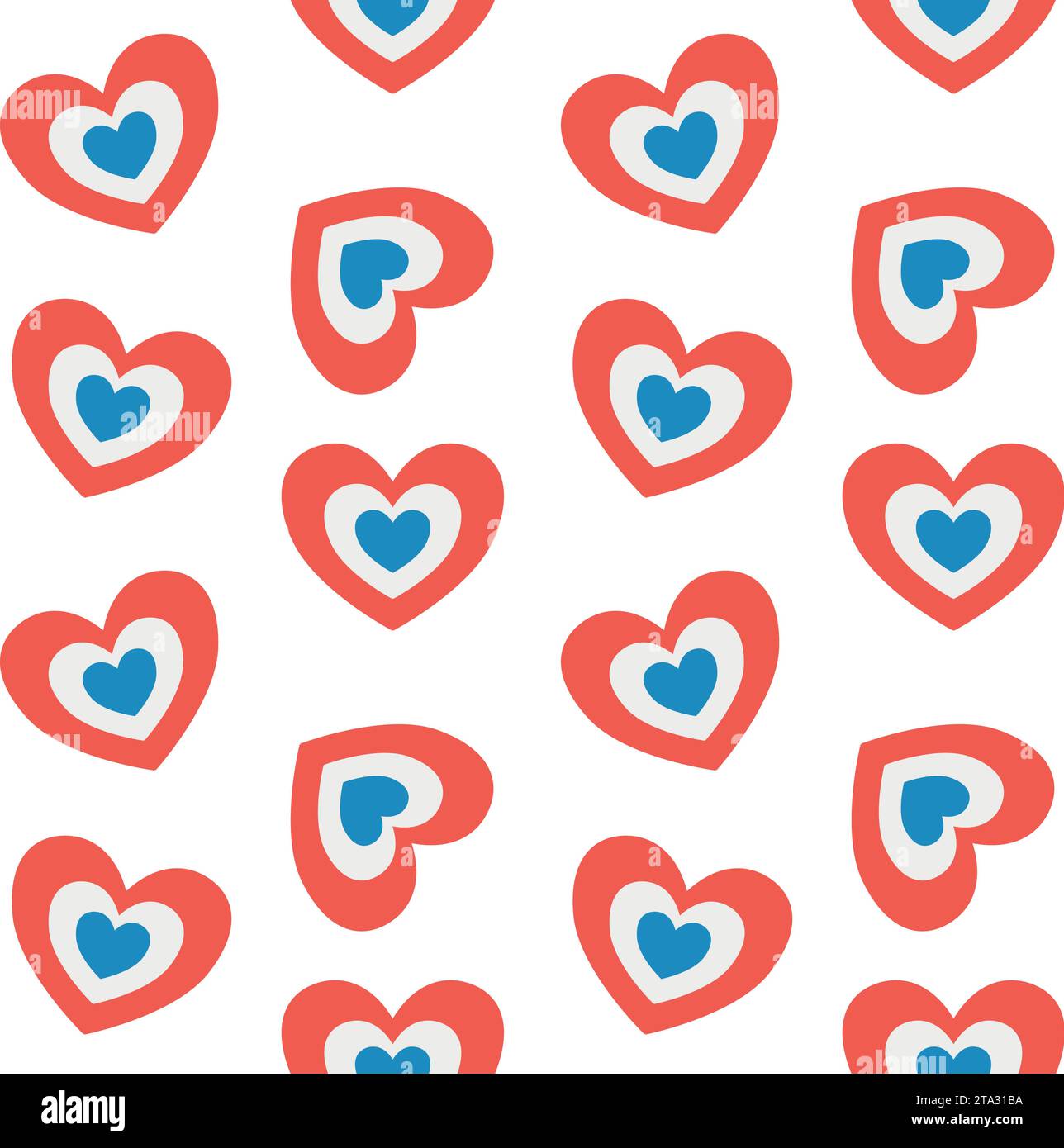Vector seamless pattern of groovy American flag heart isolated on white ...