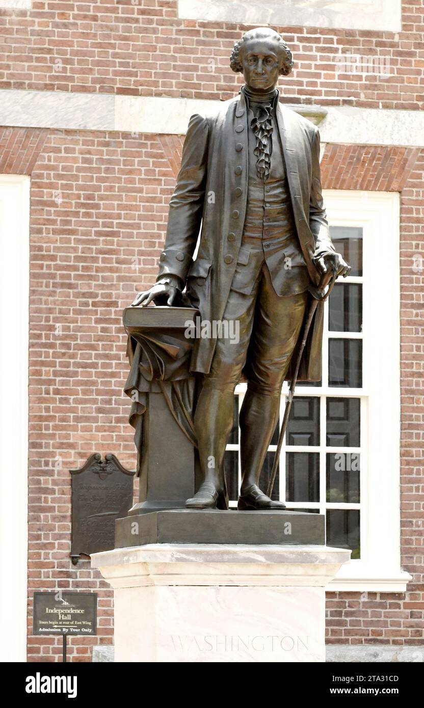 Philadelphia, USA May 29, 2018 Washington Statue near the