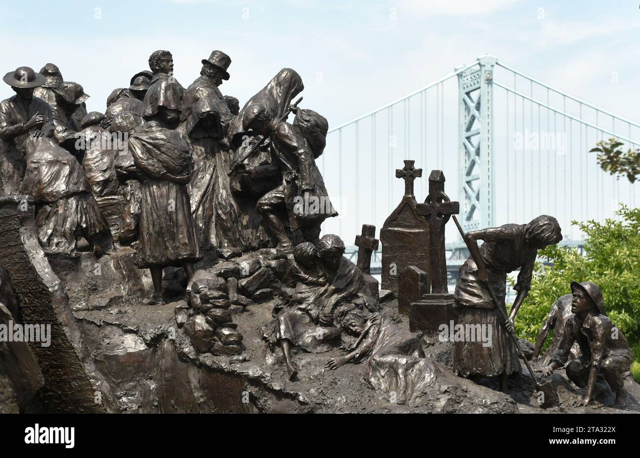 Philadelphia, USA - May 29, 2018: Irish Memorial at Penn's Landing in Philadelphia, PA, USA. Stock Photo