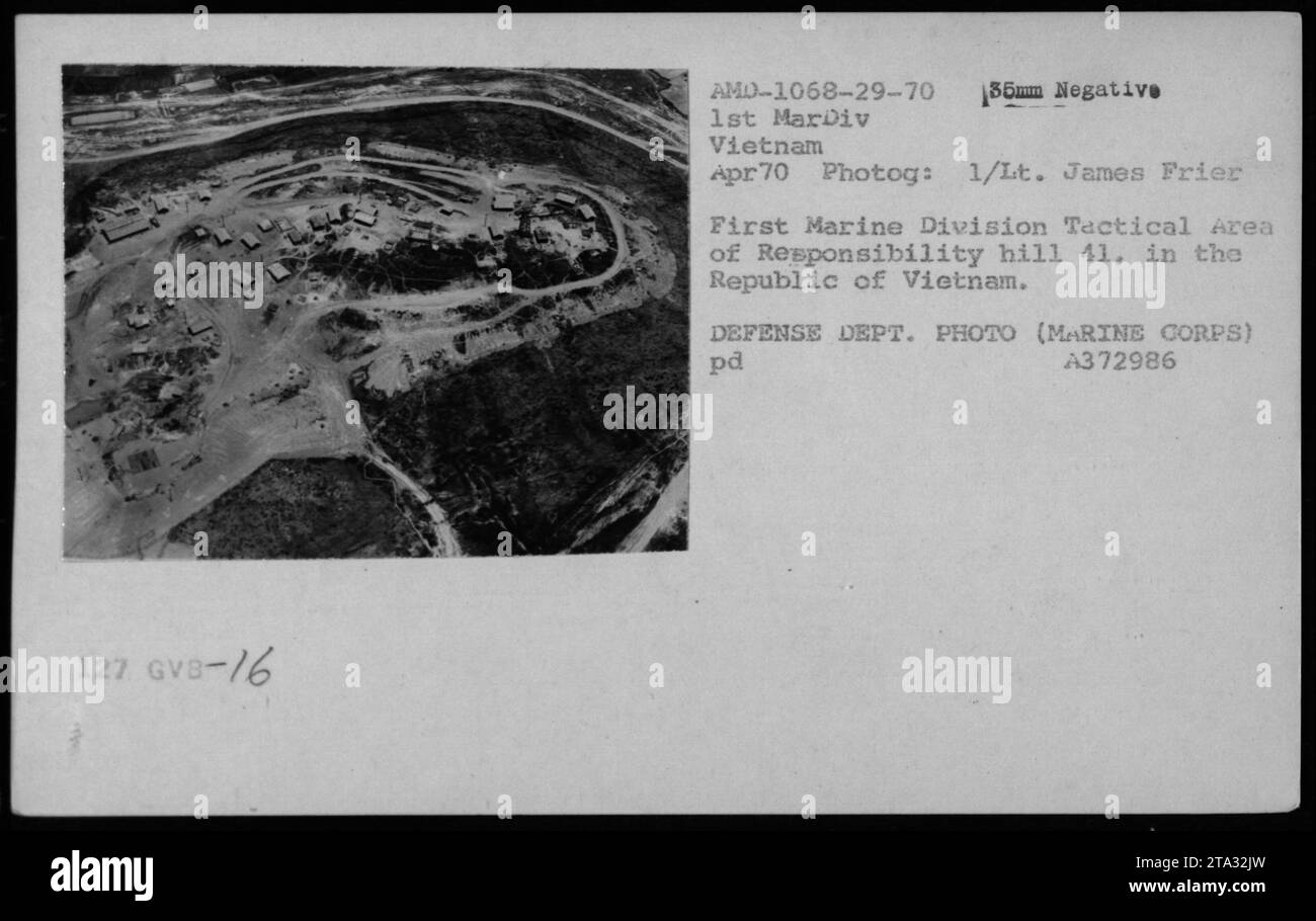 An aerial photograph taken in April 1970 shows Hill 41, located in the