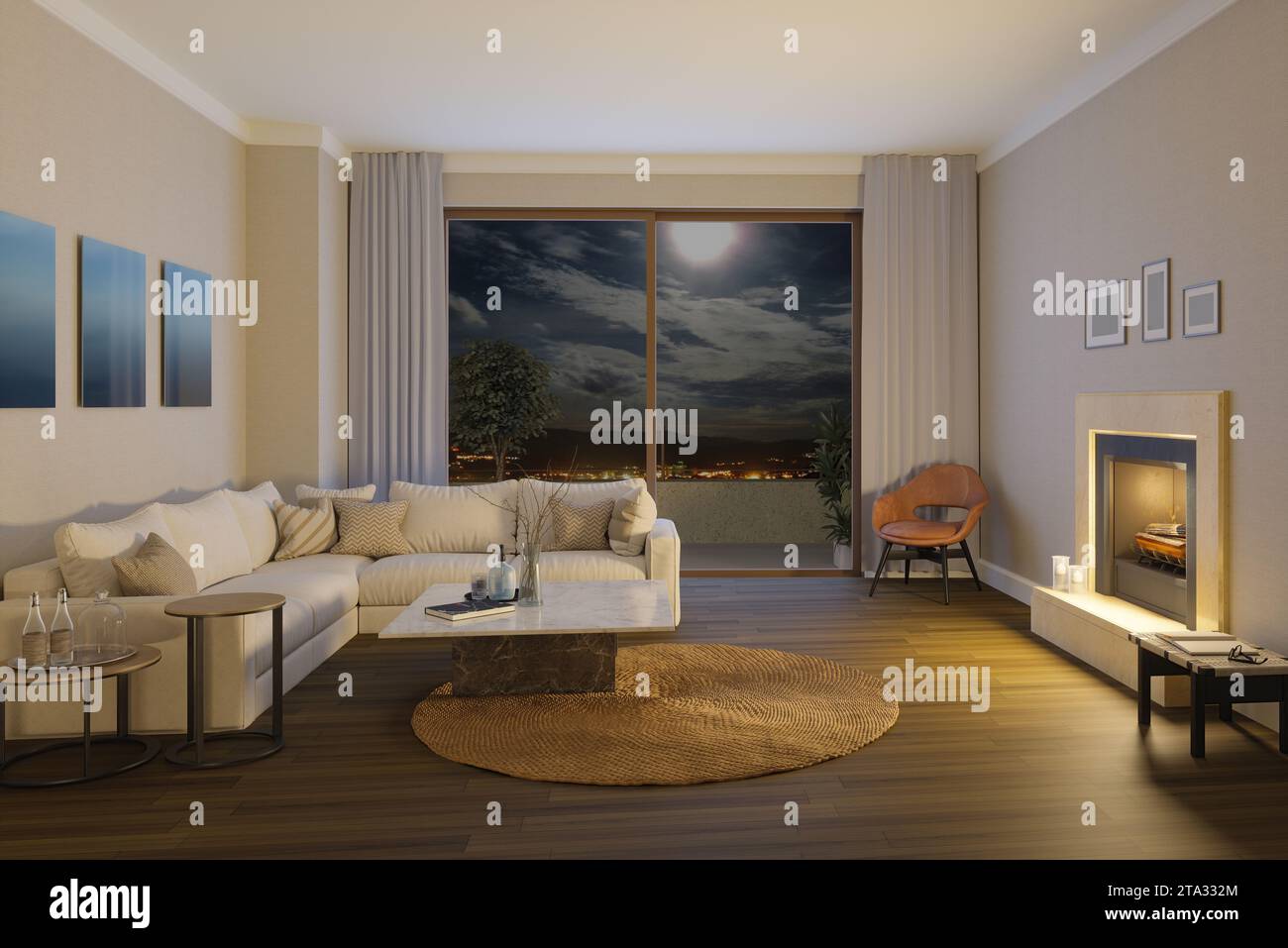 View of Project of a studio apartment with a modern style Stock Photo - Alamy