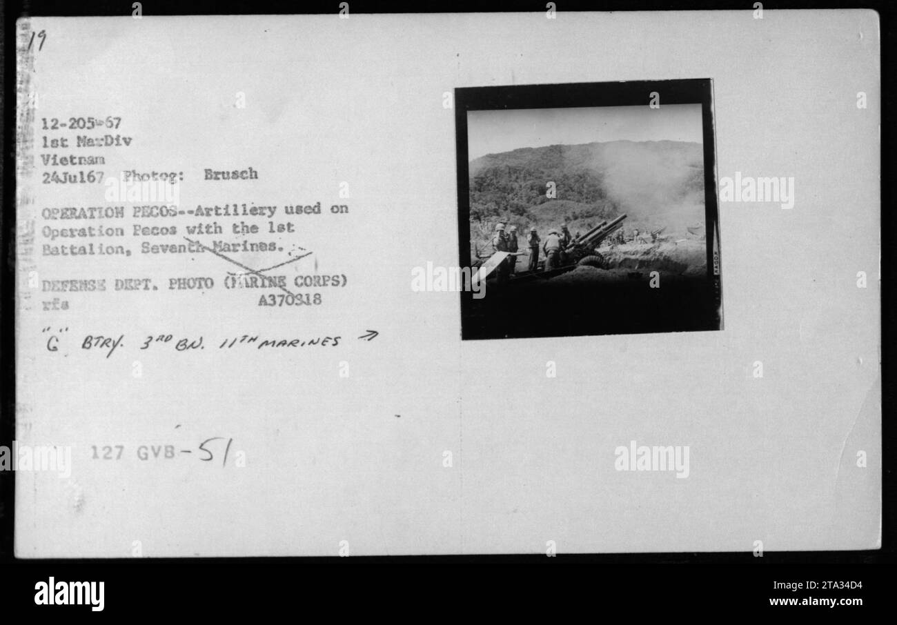 Artillery being used during Operation Pecos by the 1st Battalion