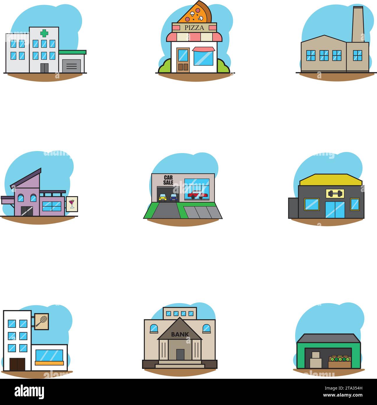 Set of different shop building icons Vector Stock Vector Image & Art ...