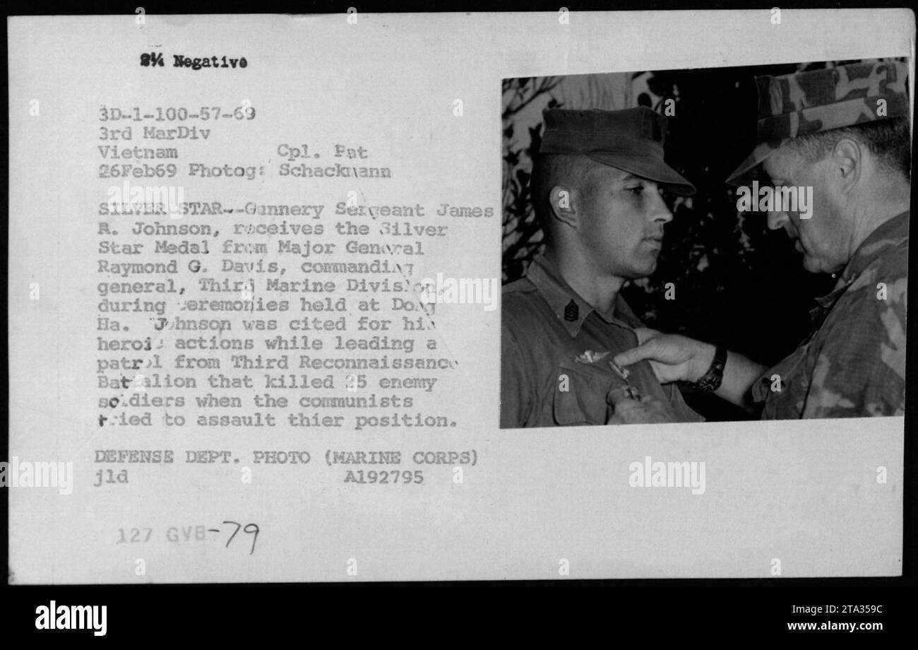 On February 26, 1969, at Dong Ha, Gunnery Sergeant James R. Johnson ...