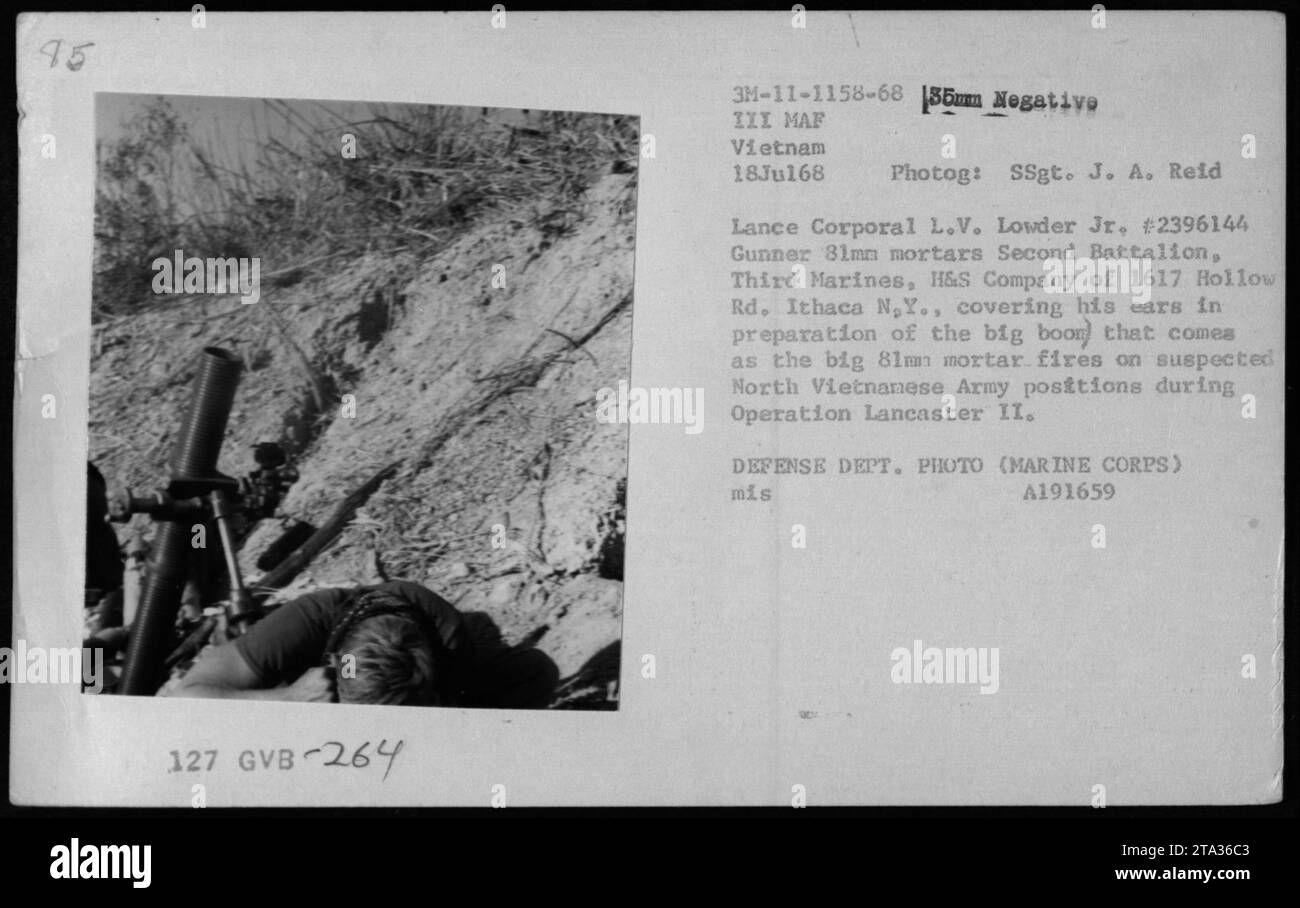 A Marine, Lance Corporal L.V. Lowder Jr. 2386144, from Second