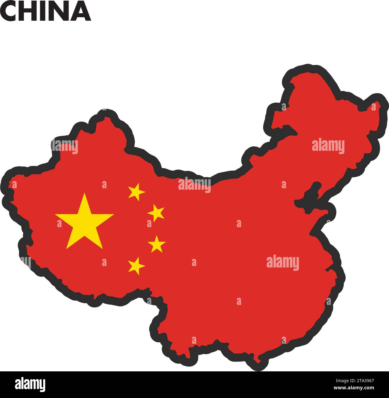 Isolated map of China with its flag Vector Stock Vector Image &amp; Art - Alamy