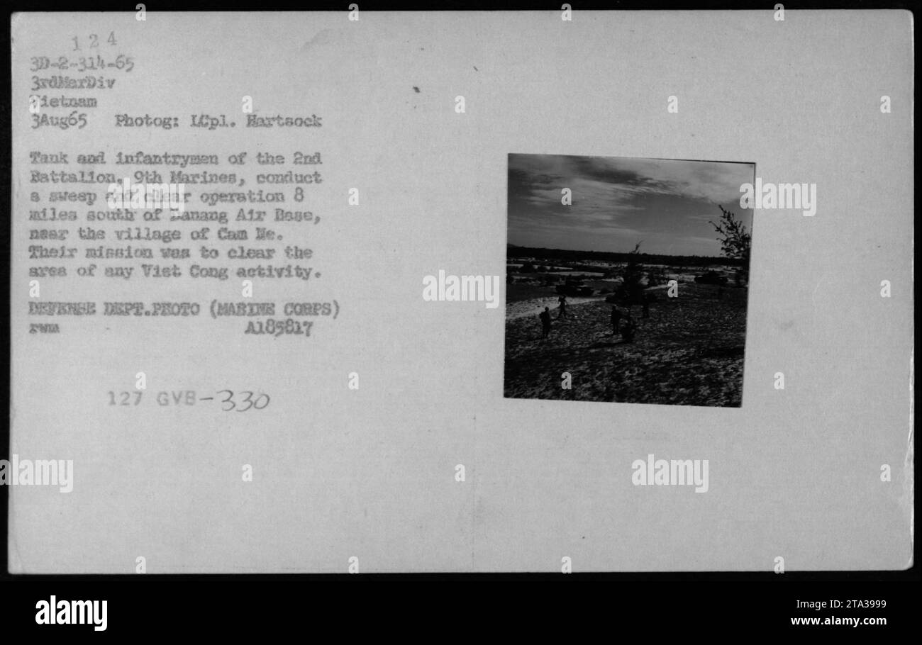 Caption: Tank and infantrymen of the 2nd Battalion, 9th Marines ...