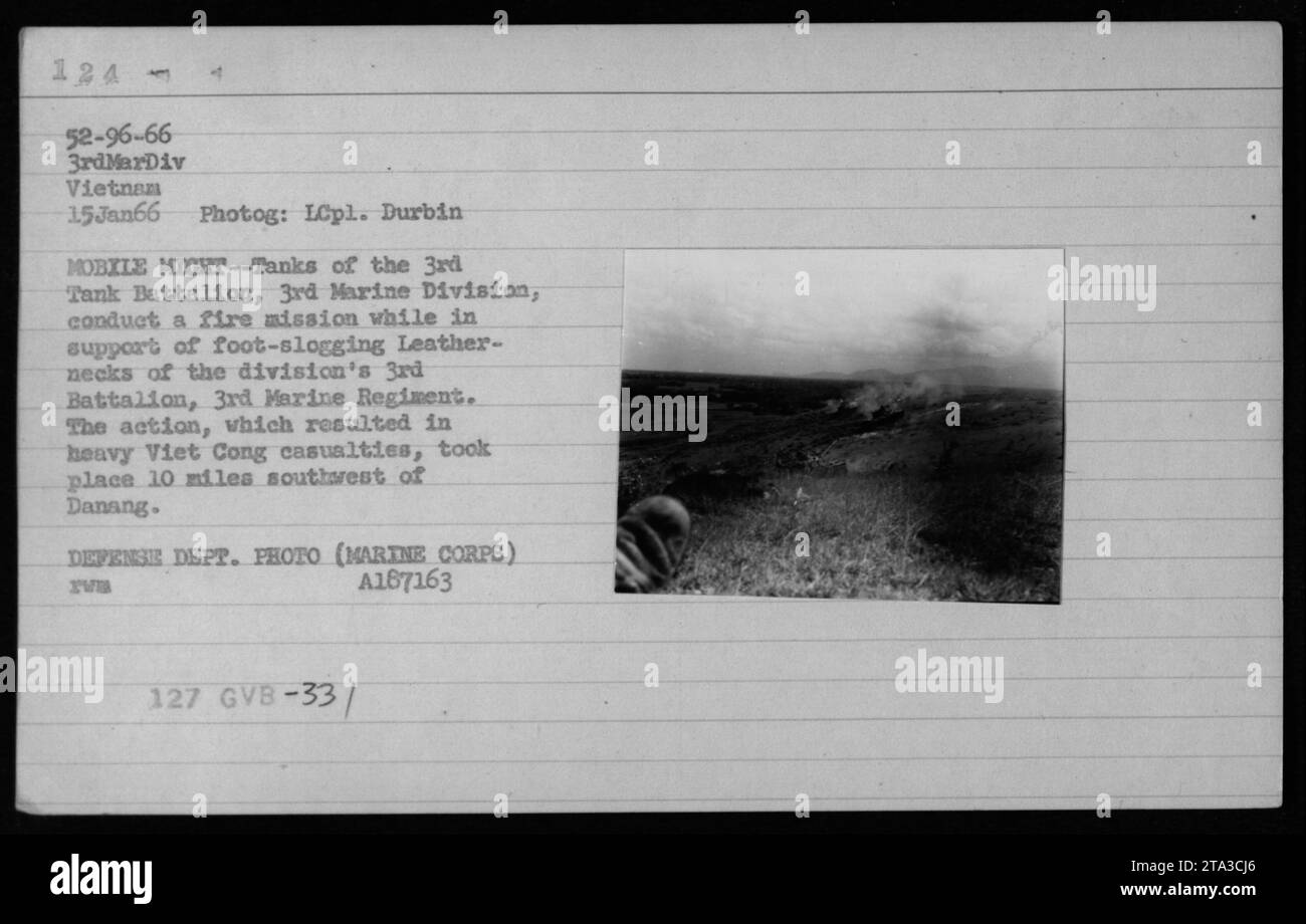 On January 15, 1966, tanks from the 3rd Tank Battalion, 3rd Marine ...