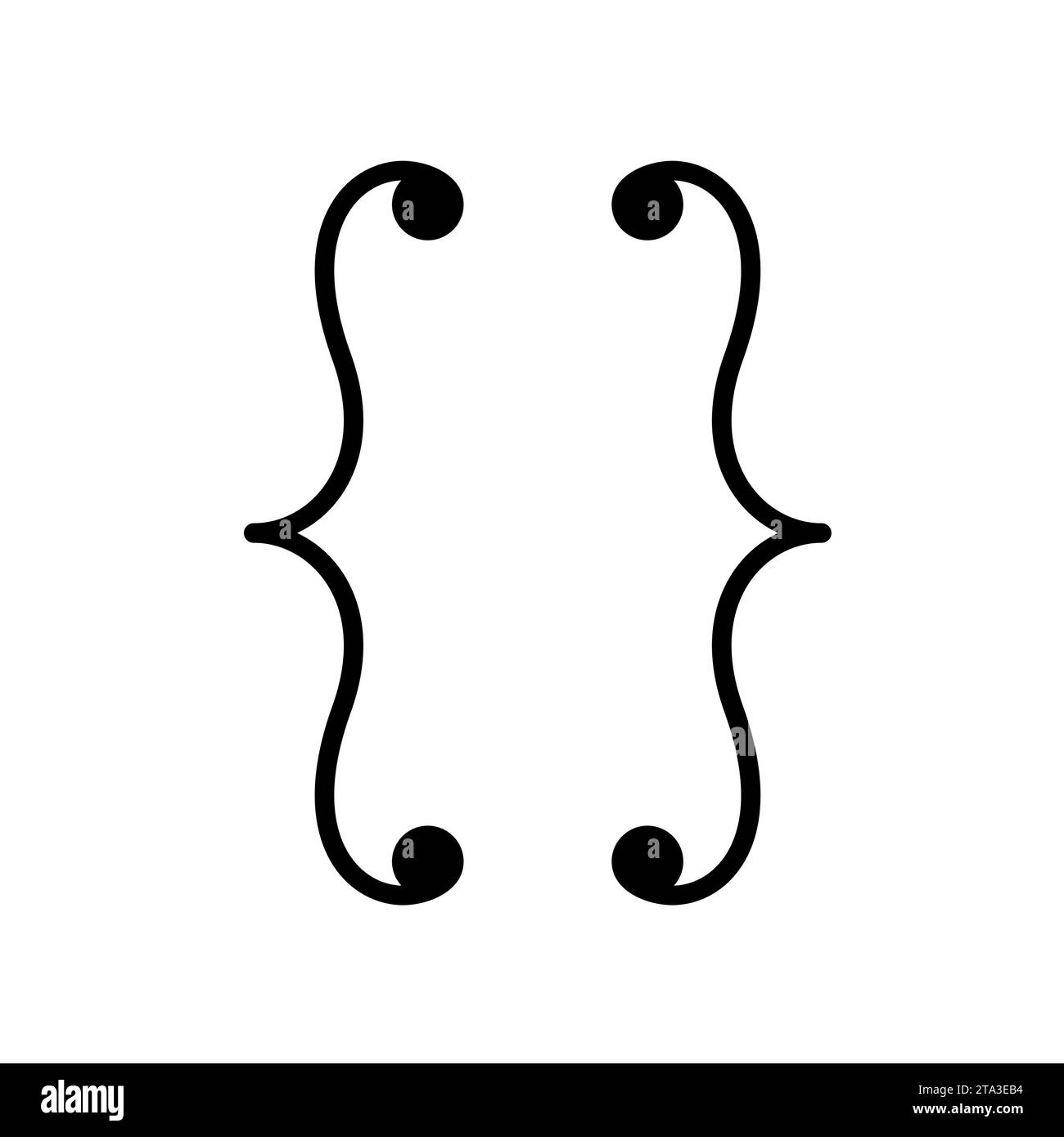 Curly braces icon for graphic design isolated on white background, Brackets symbolic elements. Vector illustration. Stock Vector