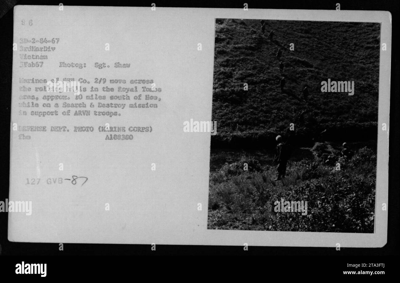 Soldiers from Company 2/9, belonging to the 3rd Marine Division, move