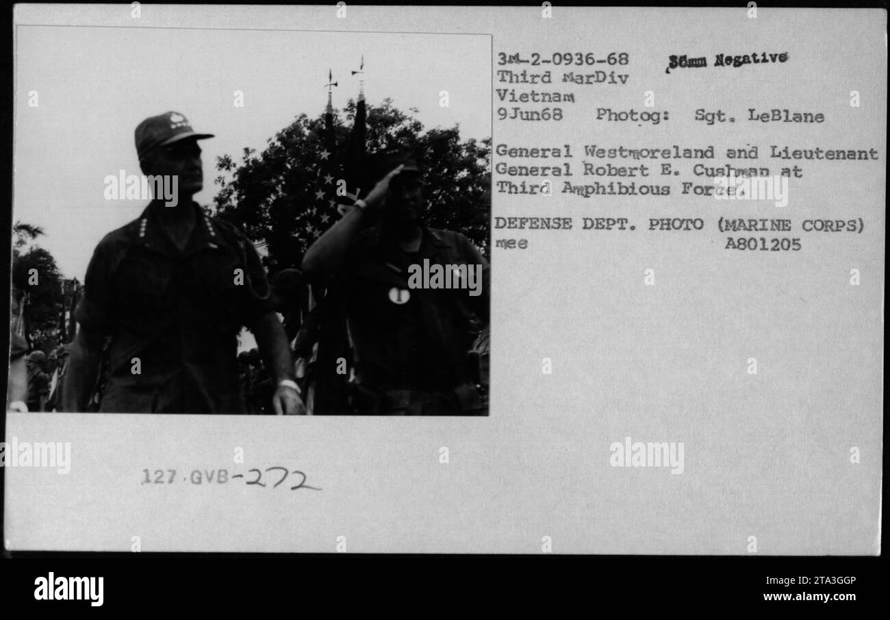 General Westmoreland and Lieutenant General Robert E. Cushman of the