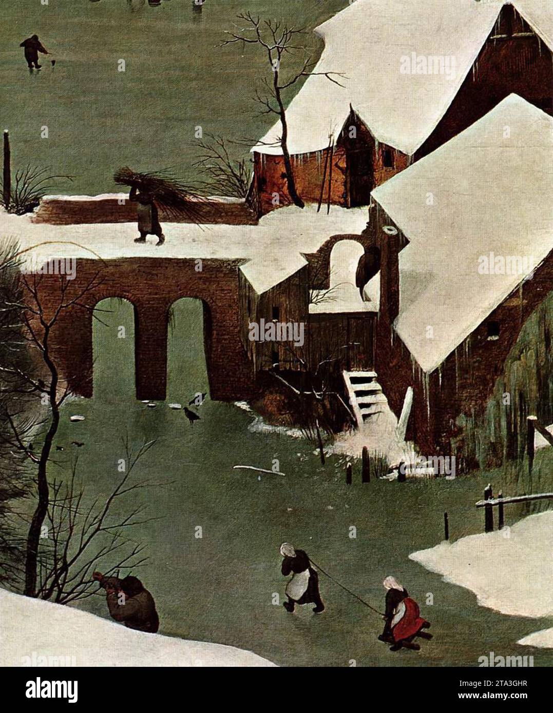 The Hunters in the Snow (detail) 1565 by Pieter The Elder Bruegel Stock