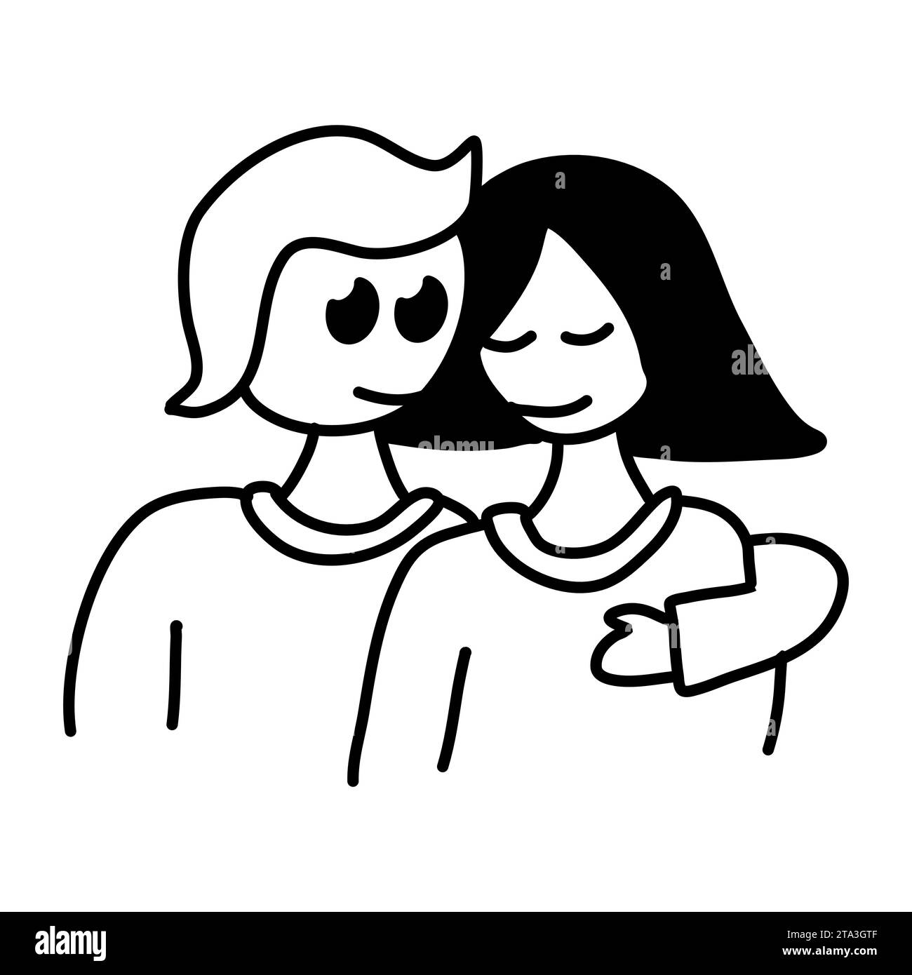 Couple in love embracing. Doodle vector illustration Stock Vector Image ...