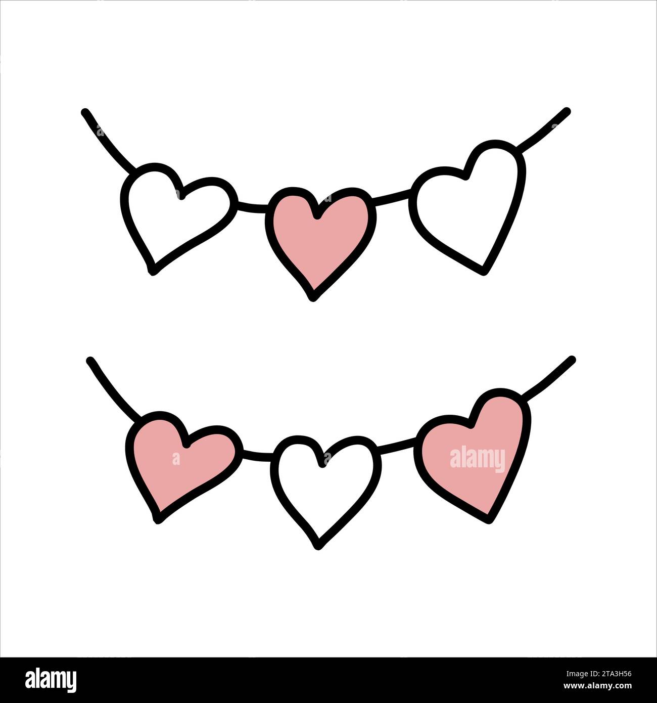 Heart garlands, vector doodle illustration Stock Vector Image &amp; Art - Alamy