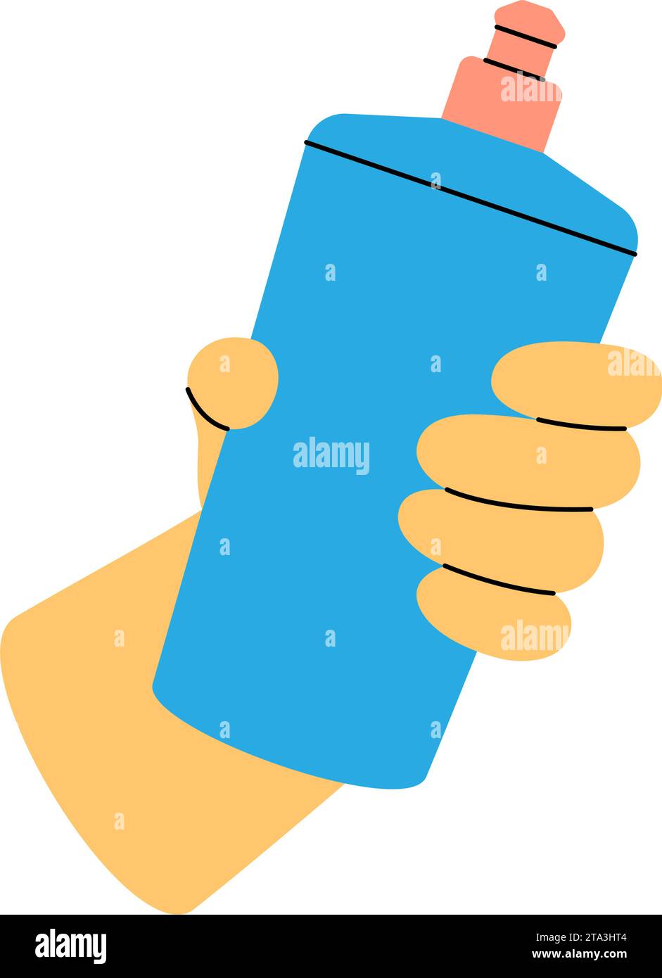 Hand with anti-bacterial spray. Cleaning service tool. Housekeeping