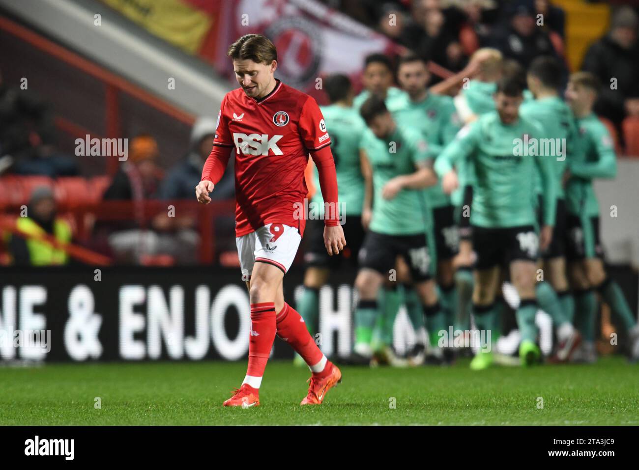 London, England. 28th Nov 2023. Alfie May looks down in disappointment