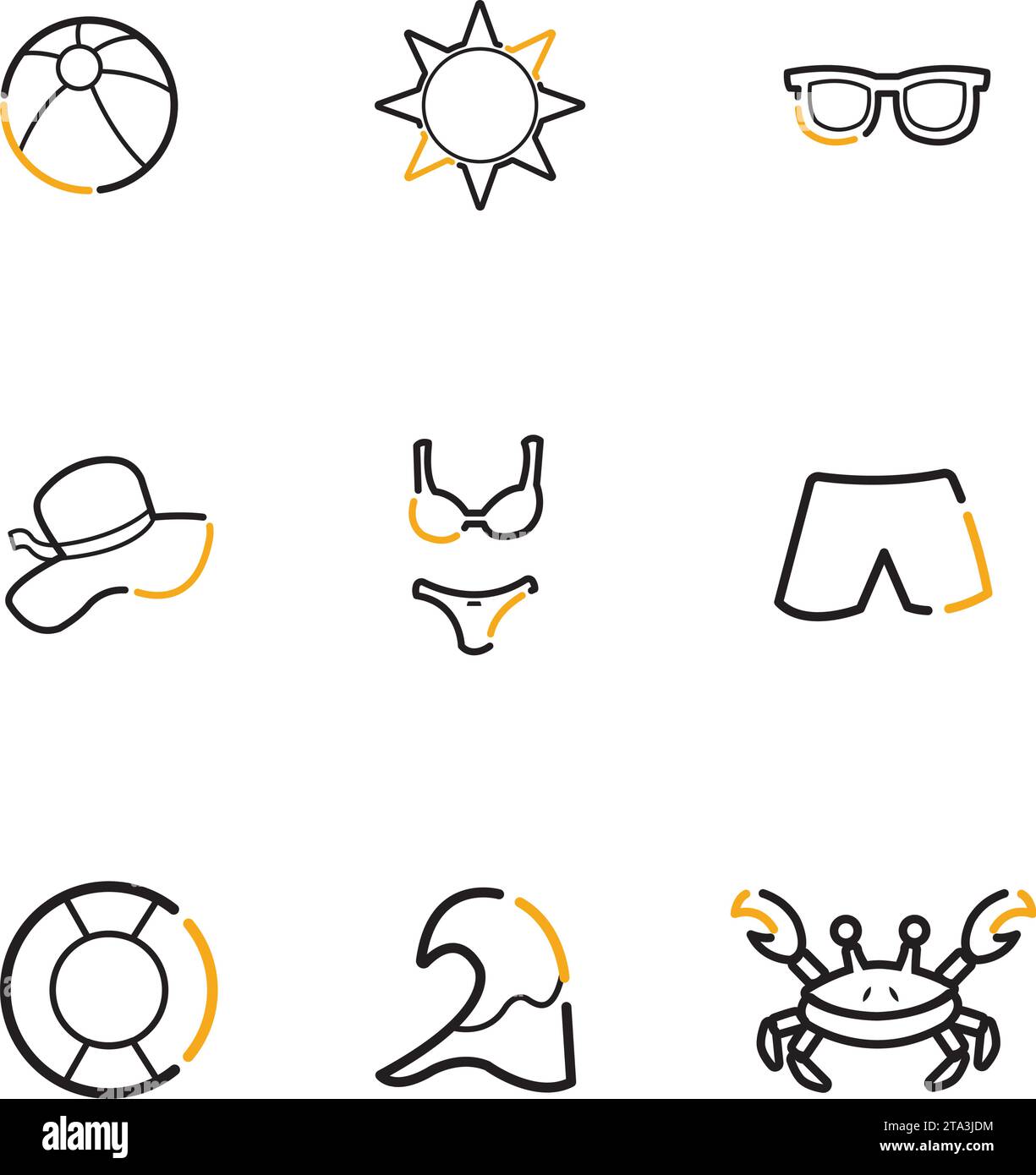 Set of different summer icons Flat design Vector Stock Vector