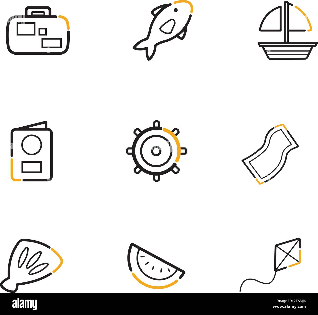 Set of different summer icons Flat design Vector Stock Vector Image ...