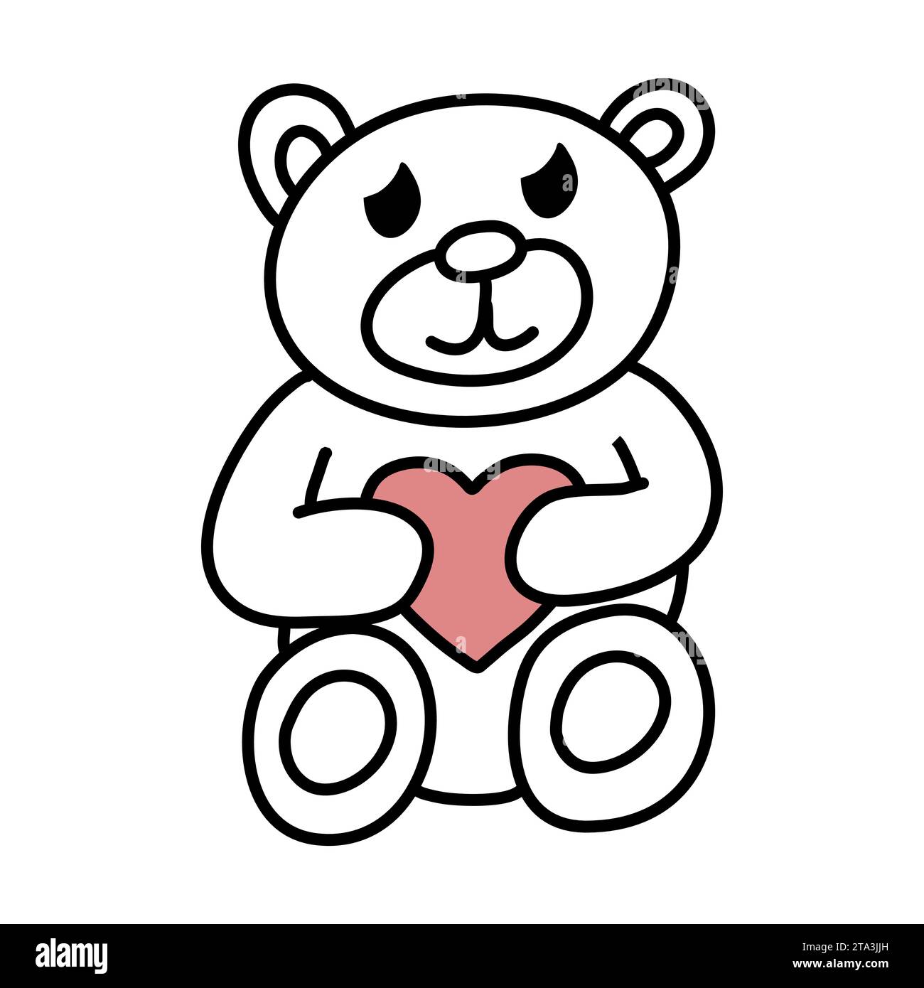 Toy bear holding a heart in his paws, doodle vector illustration Stock ...