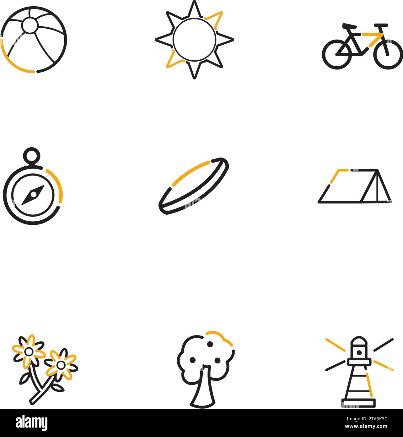 Set of different summer icons Flat design Vector Stock Vector Image ...