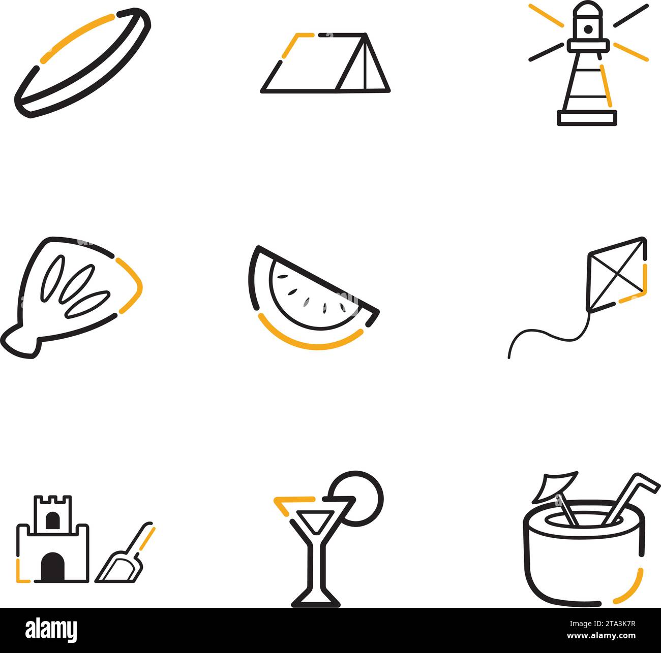 Set of different summer icons Flat design Vector Stock Vector Image ...