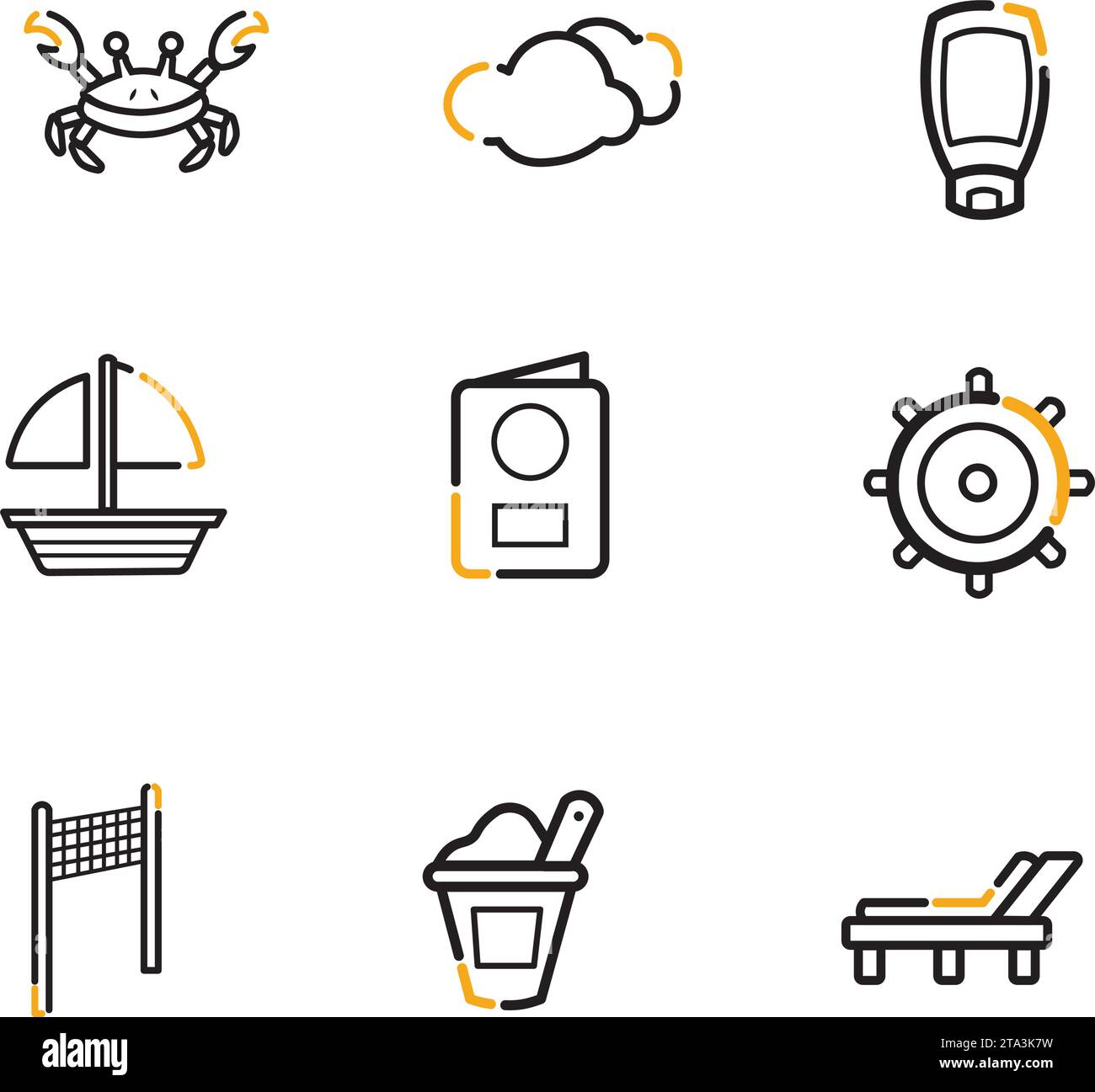 Set of different summer icons Flat design Vector Stock Vector Image ...