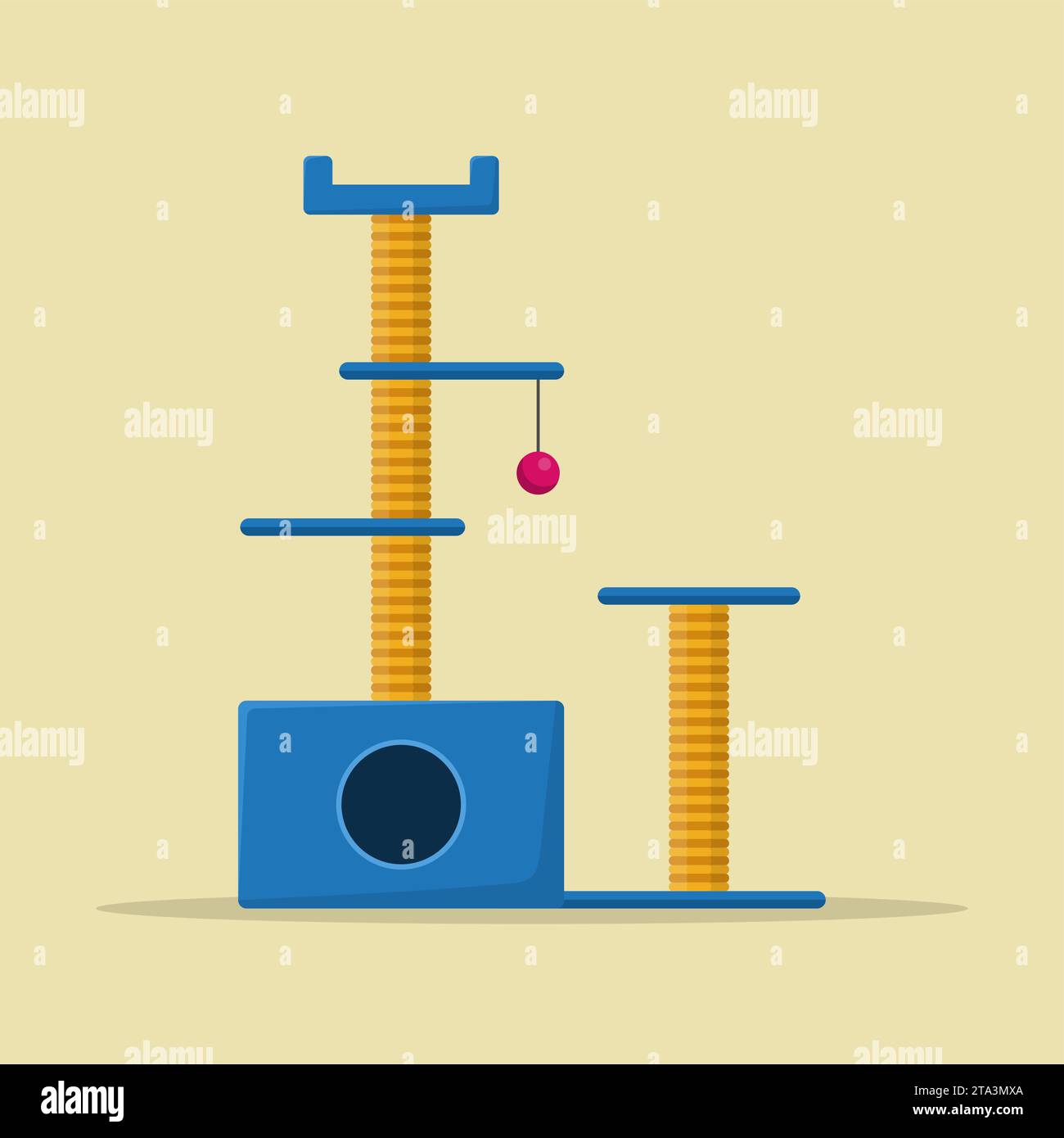 Cat tower and scratching post isolated on white background. Cat tree