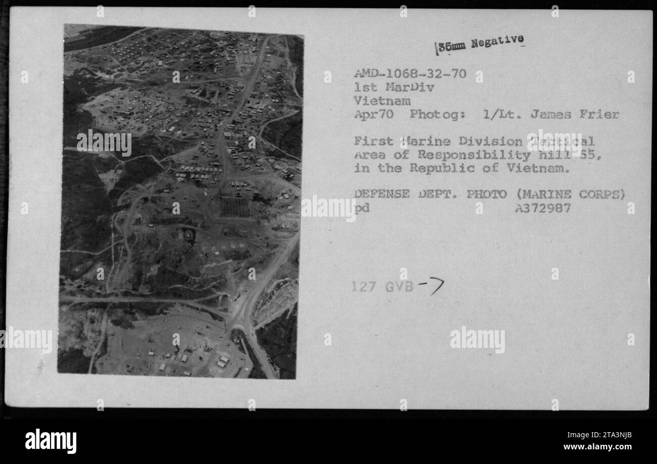 "Aerial photograph captured in Da Nang, Vietnam, in April 1970, during