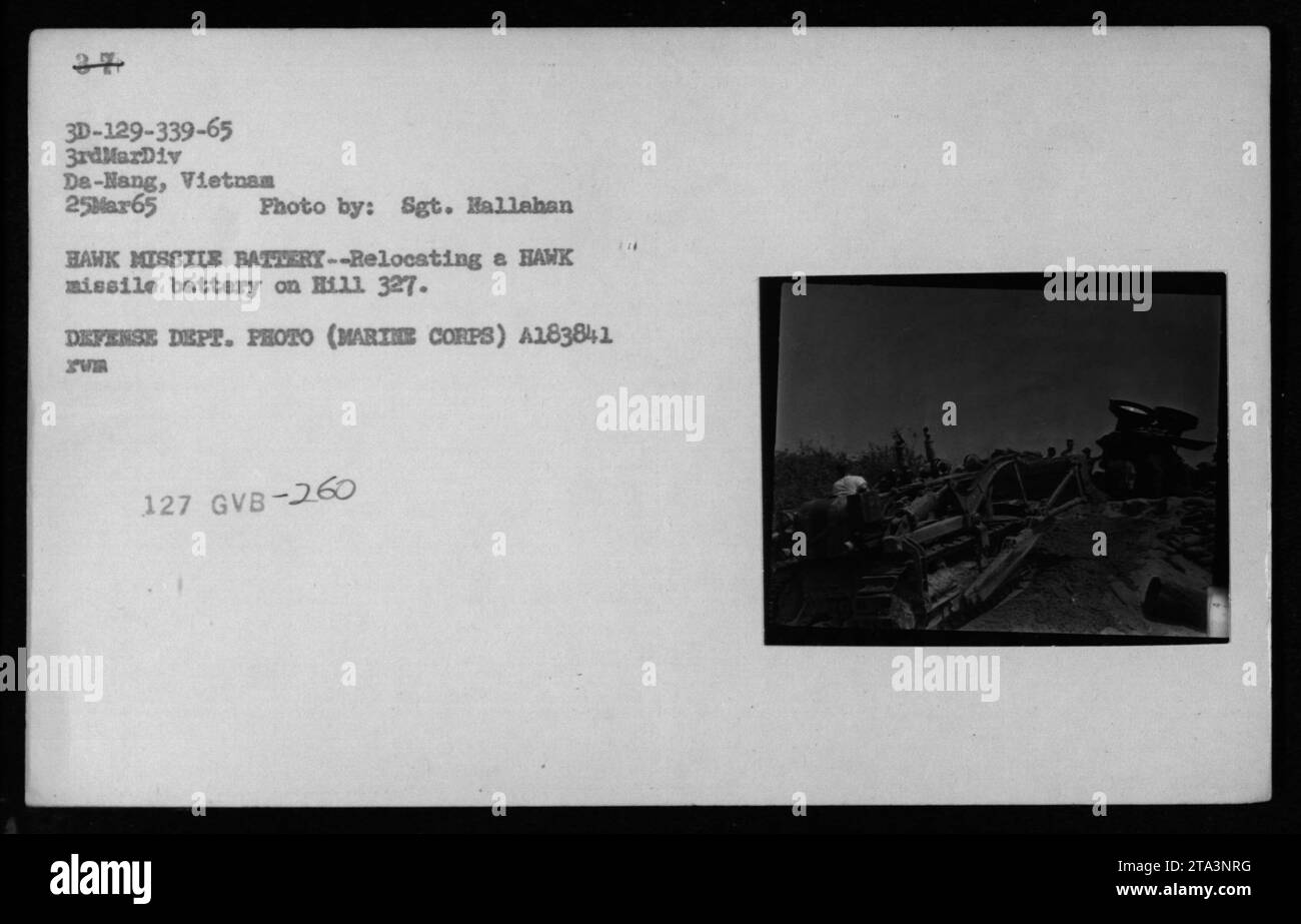 A Hawk missile battery being relocated on Hill 327 in Da Nang, Vietnam