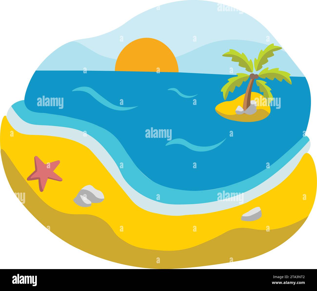 Isolated summer sea landscape with palm trees Vector Stock Vector Image ...