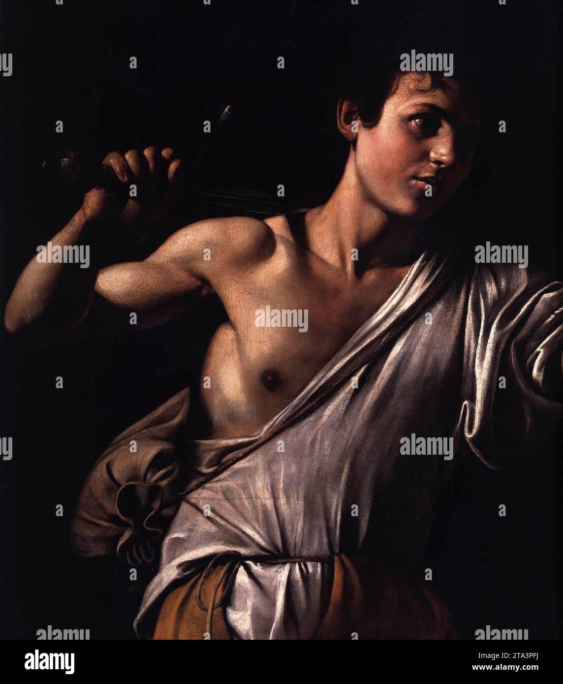David with the Head of Goliath (detail) 160607 by Caravaggio Stock Photo Alamy