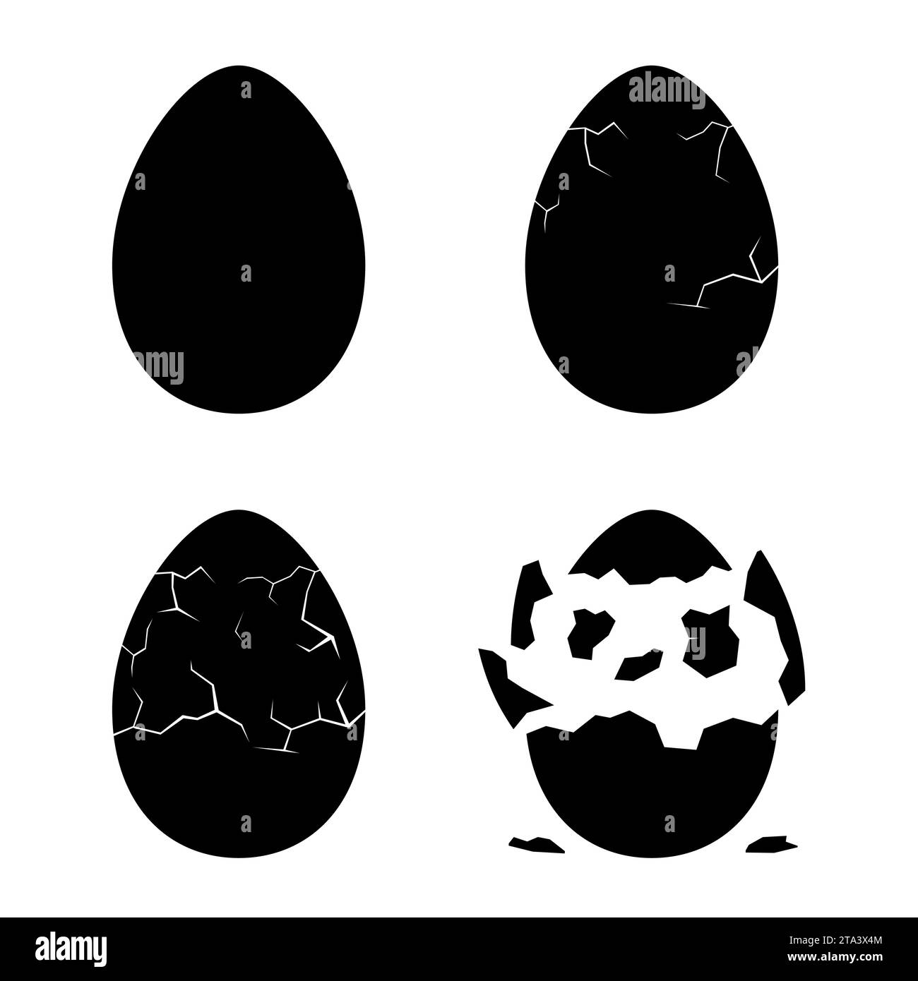 Egg breaking sequence icon isolated on white background. Farm chicken