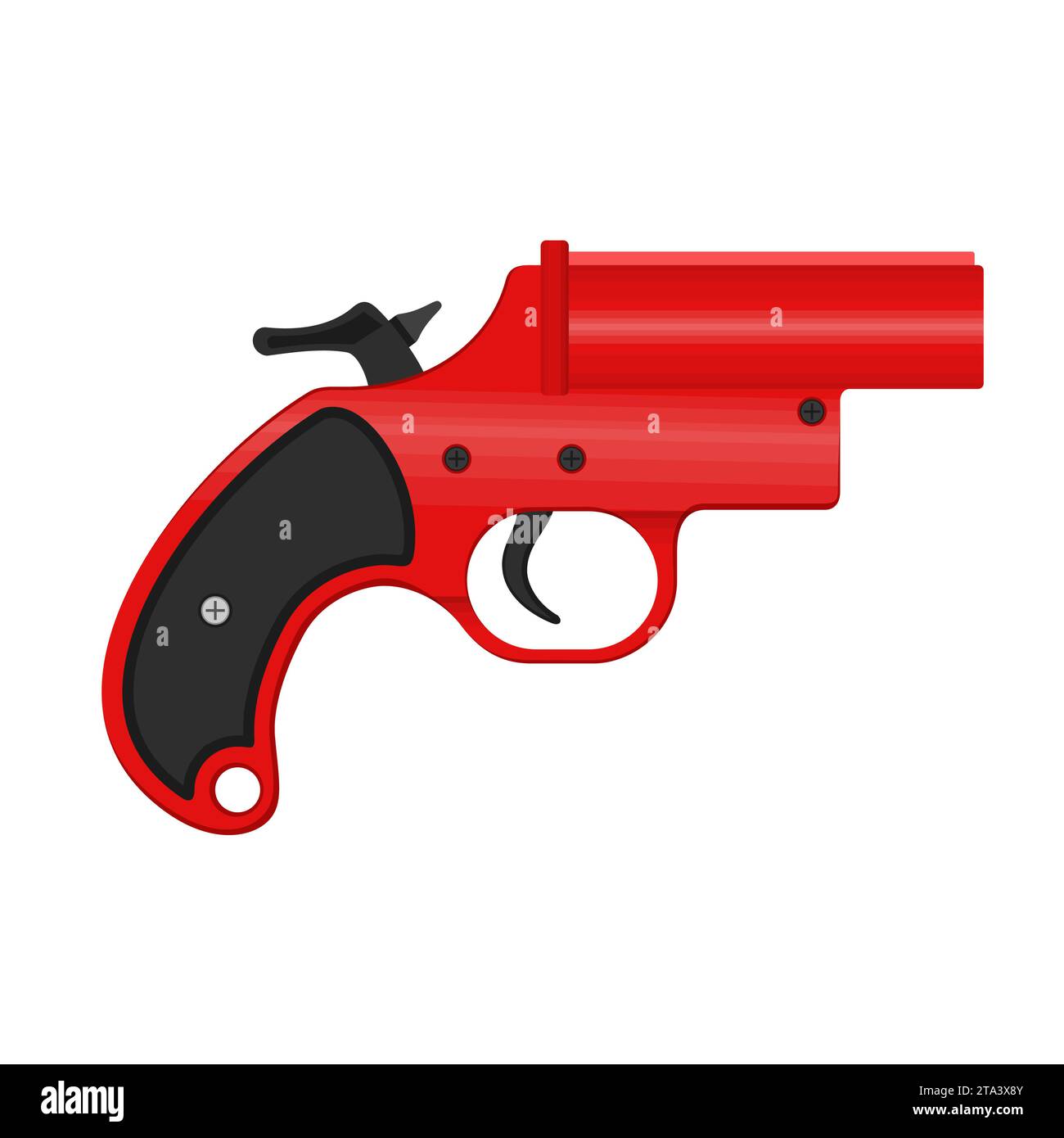A flare gun, also known as a Very pistol or signal pistol, is a large-bore handgun that discharges flares. The flare gun is used for a distress signal Stock Vector