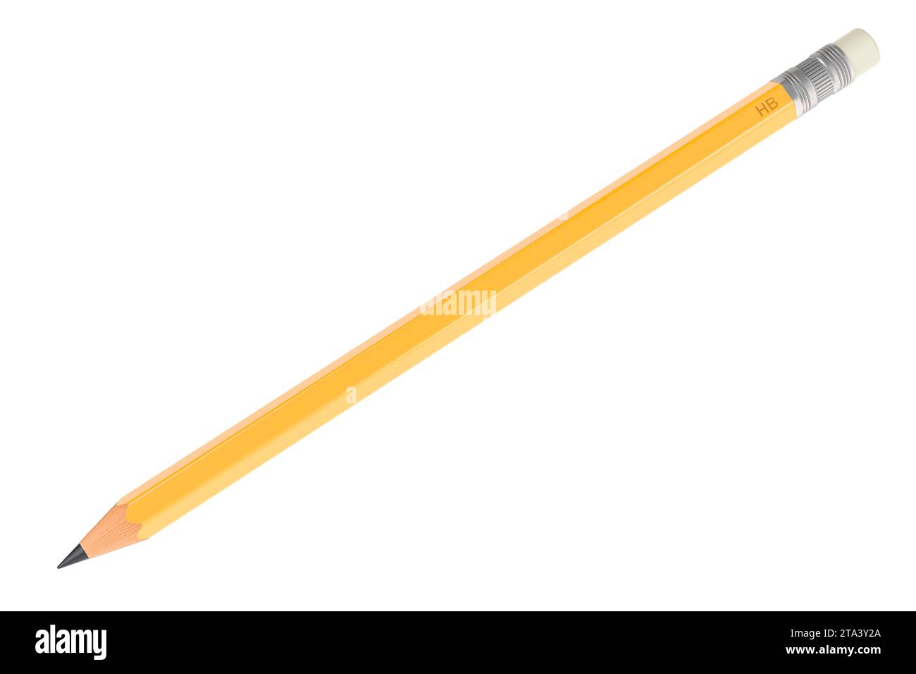 Graphite Pencil with Soft Texture and an eraser, 3D rendering isolated on white background Stock Photo