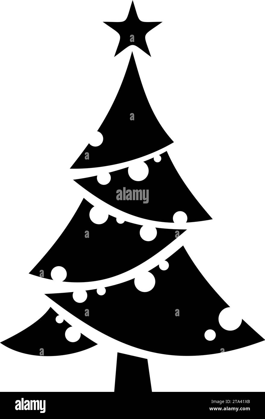 Christmas tree. Black silhouette of a Christmas tree isolated on a white background. Vector illustration Stock Vector