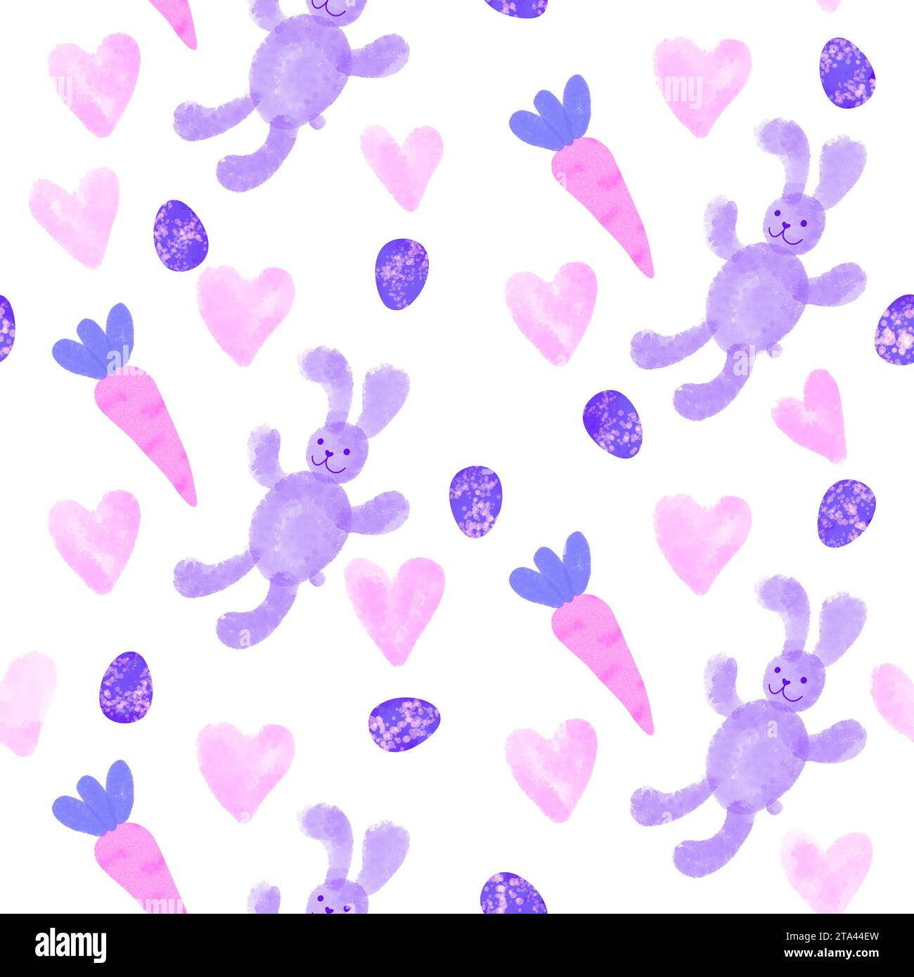 Easter gingham bunnies and carrots in pink, blue, purple, yellow