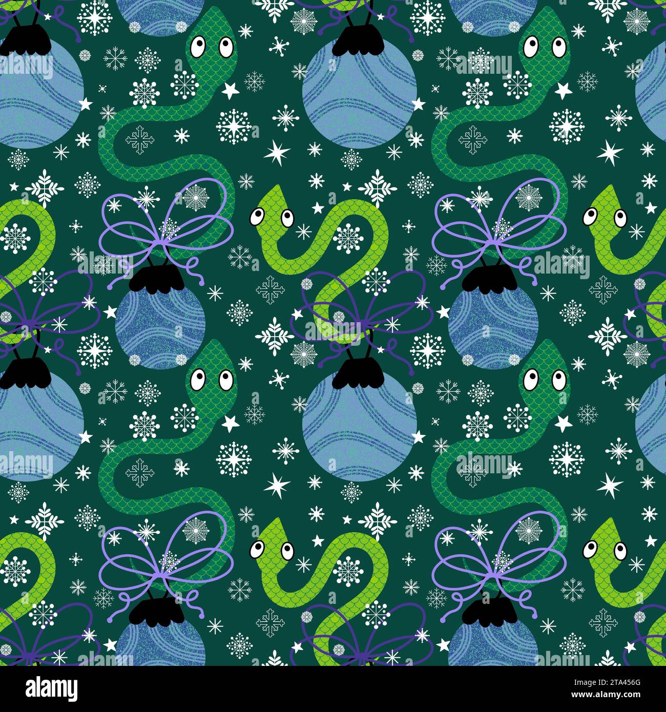 Christmas tree balls seamless snake pattern for wrapping paper and