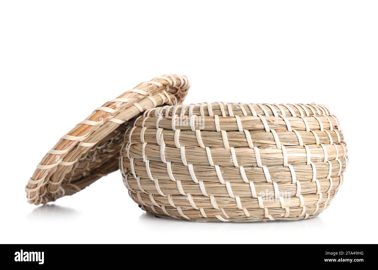 Wicker basket isolated on white background Stock Photo - Alamy