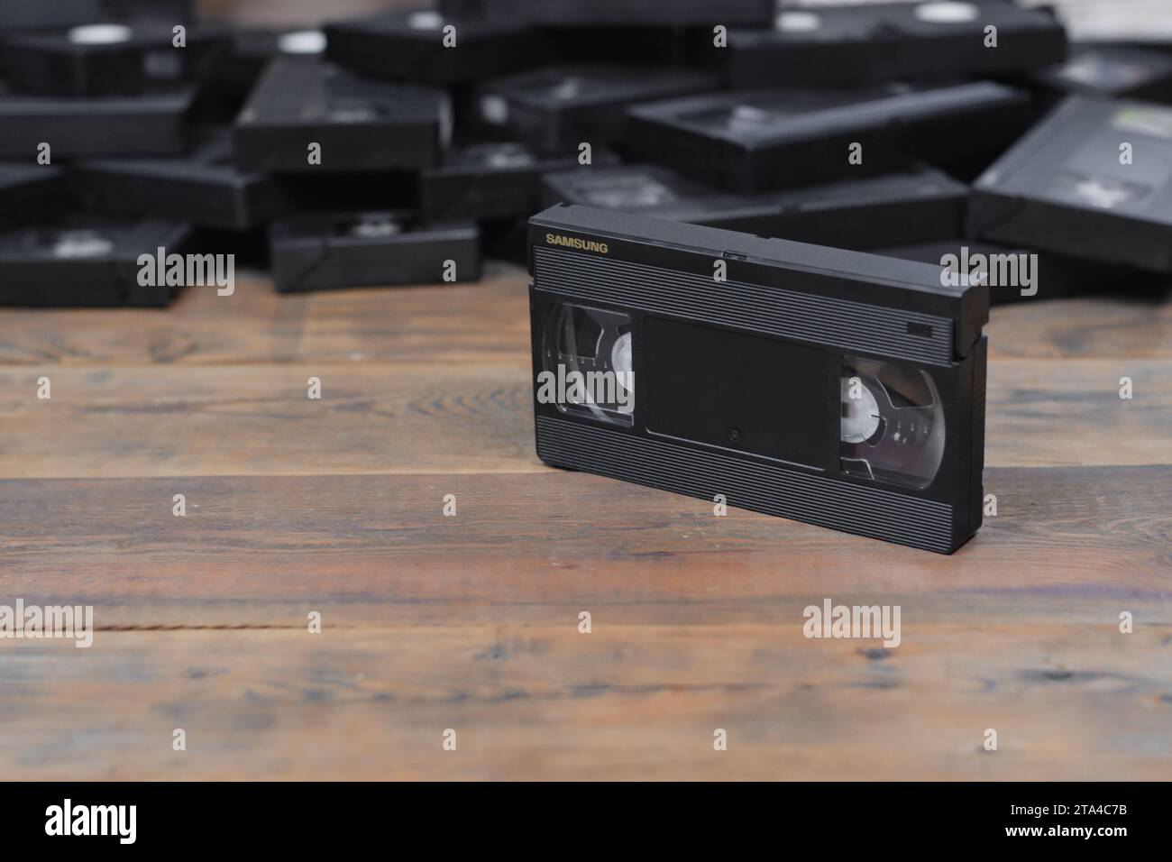 KYIV, UKRAINE 4 MAY, 2023 Video tape on colored background, VHS