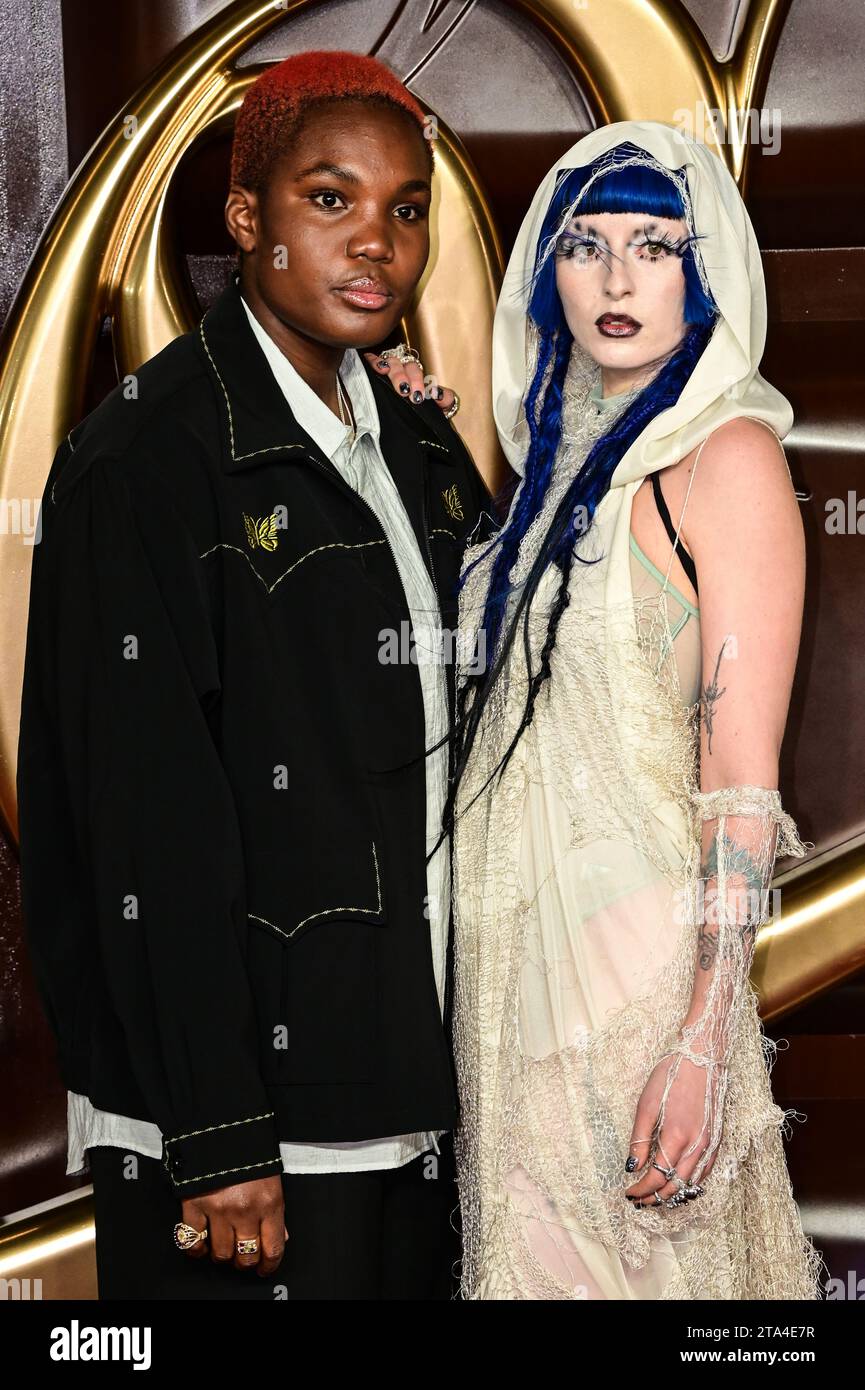 London, UK. 28th Nov, 2023. Arlo Parks and Ashnikko attends the Warner Bros. Pictures Presents - The World Premiere of Wonka at Royal Festival Hall. Credit: See Li/Picture Capital/Alamy Live News Stock Photo