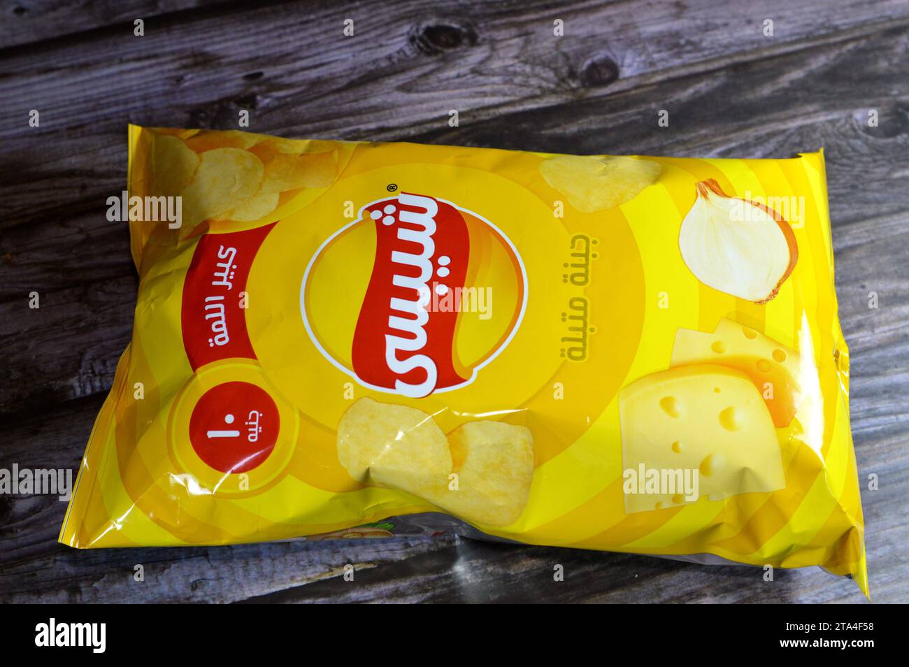 Cairo, Egypt, October 28 2023 Chipsy potato chips, thin slice of