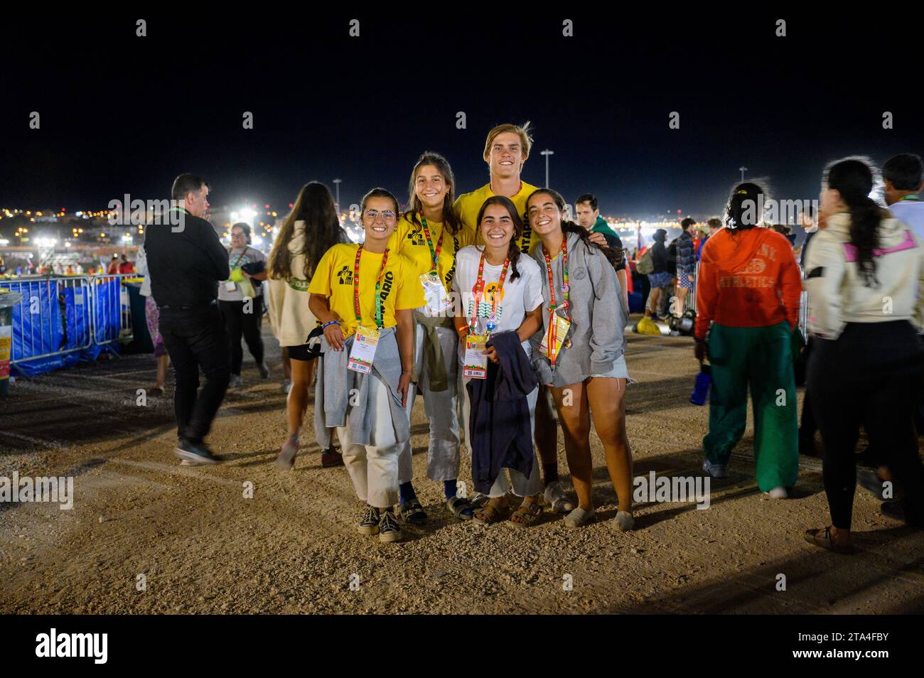 Joyful young people. The Vigil in Parque Tejo Campo da Graça. World Youth Days 2023 in Lisbon Joyful young people. The Vigil in Parque Tejo Campo da Graça. World Youth Days 2023 in Lisbon