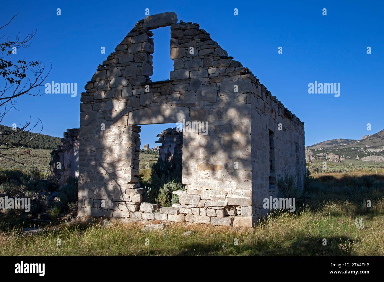 The flow of emigrant traffic through the City of Rocks ebbed after 1852 and virtually ceased following the 1869 completion of the Transcontinental. Th Stock Photo