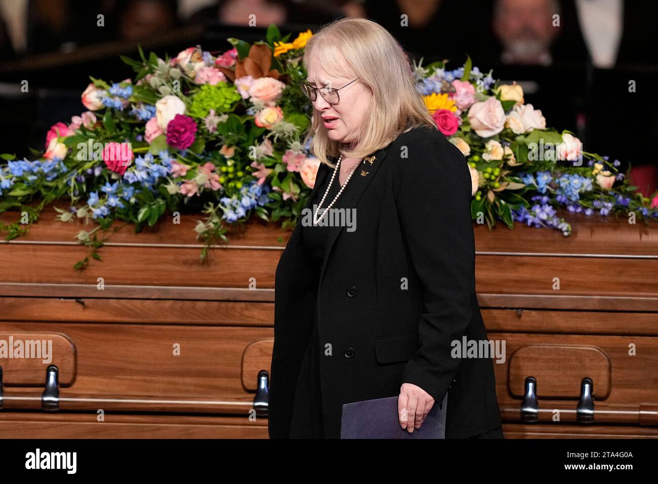 Atlanta, United States. 28th Nov, 2023. Amy Carter walks after speaking at a tribute service for her mother, former first lady Rosalynn Carter, at Glenn Memorial Church at Emory University on Tuesday, November 28, 2023, in Atlanta, Georgia. Pool Photo by Brynn Anderson/UPI Credit: UPI/Alamy Live News Stock Photo