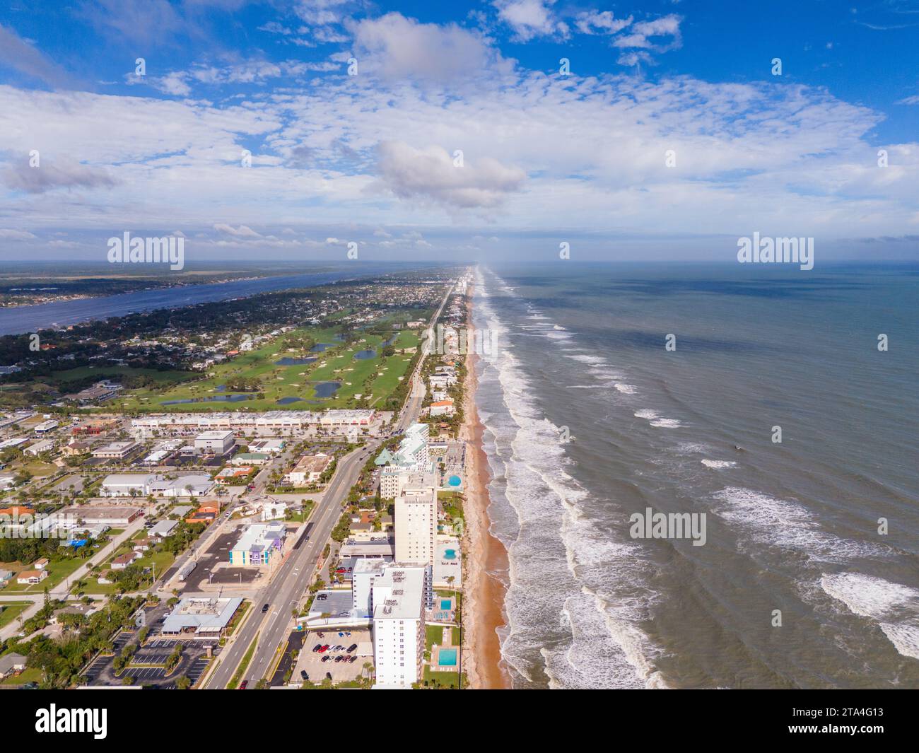 View of Ormond Beach stock photo facing north. View of ocean golf course and ...