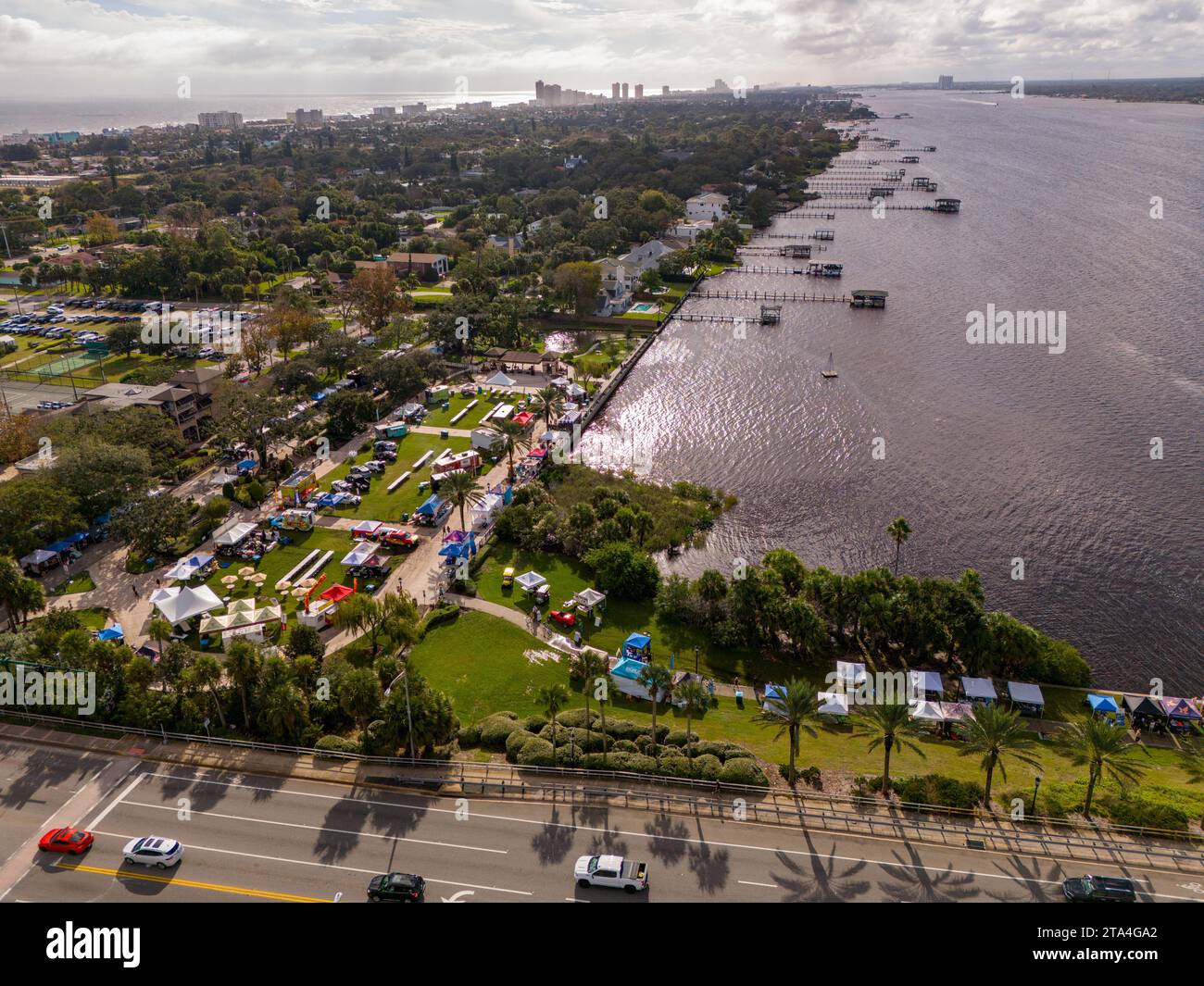 Ormond Beach, FL, USA - November 18, 2023: Aerial photo Super Scenic