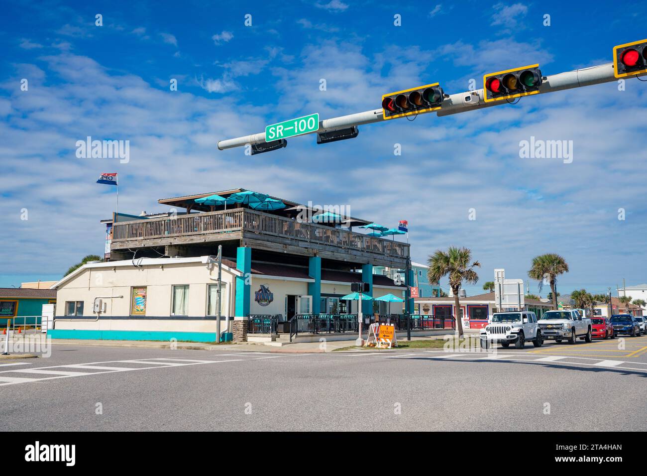 Flagler beach, FL, USA - November 18, 2023: Stock photo of Finns Beachside Pub on Flagler Beach Stock Photo