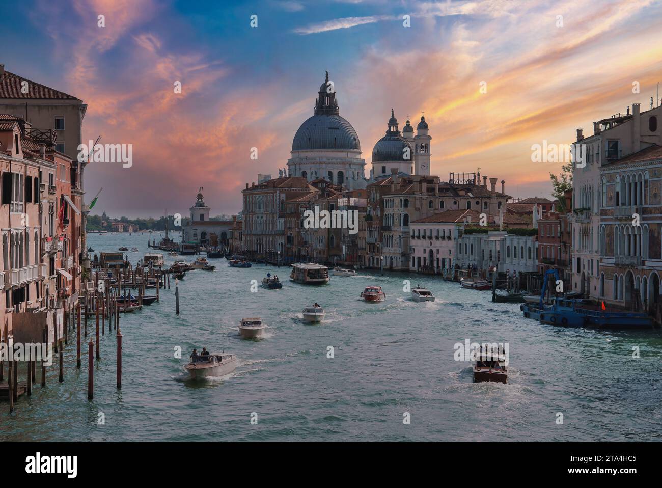Grand Canal Venice Italy Afternoon View with Renaissance and Baroque Architecture Stock Photo