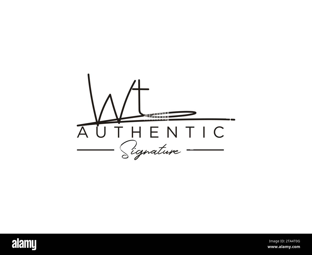 WT Signature Logo Template Vector. Stock Vector
